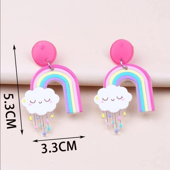 Rainbow and Cloud Earrings - Picture 5 of 5